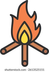 Bonfire Outline Filled Style Icon
