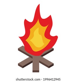 Icono de la hoguera de tablas. Isométrico de la hoguera de tablones icono vector para el diseño web aislado en fondo blanco