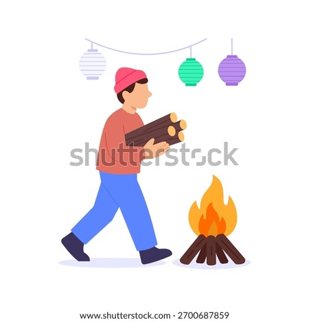 Bonfire Prep, setting up fire for night warmth
