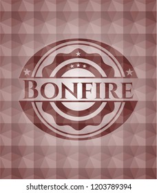 Bonfire red emblem with geometric background. Seamless.