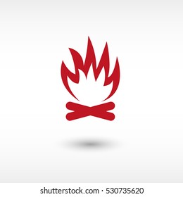 Bonfire - red   vector icon with shadow