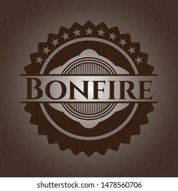 Bonfire retro wood emblem. Vector Illustration.