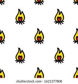 bonfire seamless doodle pattern, vector illustration