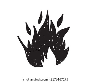 Juego de hogueras, ilustración dibujada a mano, llama, quema.