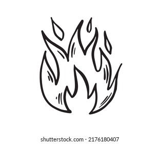 Bonfire set, hand drawn illustration, flame, burning.