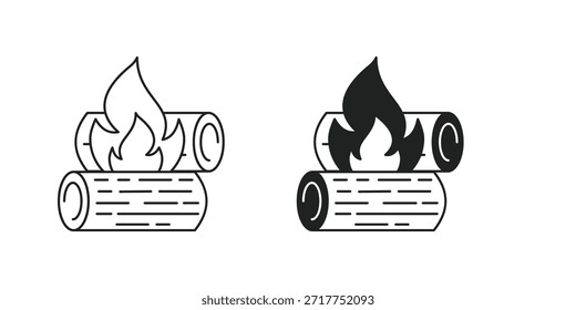 Icono de conjunto de hoguera con fondo blanco Vector Ilustración de stock