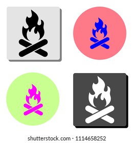 Bonfire. simple flat vector icon illustration on four different color backgrounds