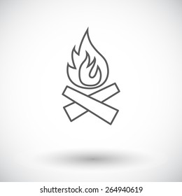 Bonfire. Single flat icon on white background. Vector illustration.