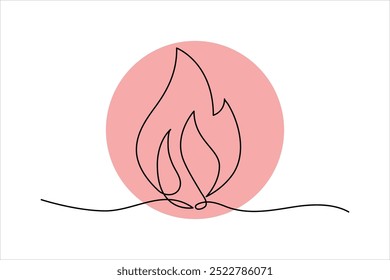 Bonfire desenho de arte de linha única de contorno de arte vetorial.