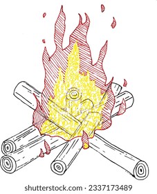 bonfire sketch line art style