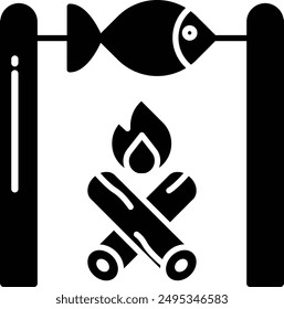 Bonfire solid glyph vector illustration
