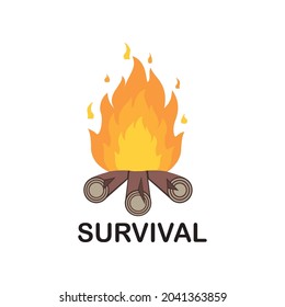ilustración vectorial de supervivencia del fuego para logotipo, icono, mascota, pancarta o pegatina