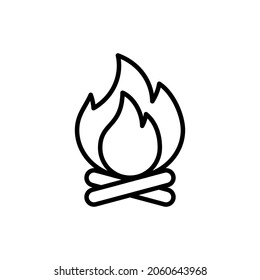 Bonfire thin line icon. Campfire. Vector illustration.