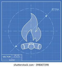 Bonfire vector blueprint icon 
