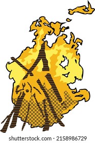 Bonfire vector design Burning bonfire with wood