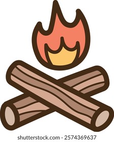 Bonfire vector doodle illustration and graphic