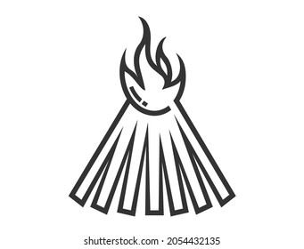 bonfire vector drawing in the form of simple line composition