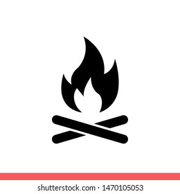 Bonfire vector icon, campfire symbol. Simple, flat design for web or mobile app