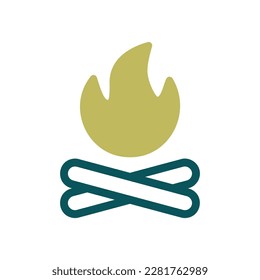 Bonfire vector icon. Camping and Hiking sign. Graph symbol for travel and tourism web site and apps design, logo, app, UI