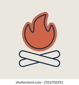 Bonfire vector icon. Camping and Hiking sign. Graph symbol for travel and tourism web site and apps design, logo, app, UI