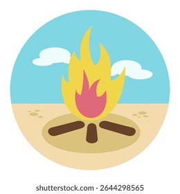 Bonfire vector icon. Camping and Hiking sign. Graph symbol for travel and tourism web site and apps design, logo, app, UI
