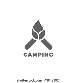 Bonfire vector icon. Vector logo design template, fire symbol. Black and white simple fire icon.