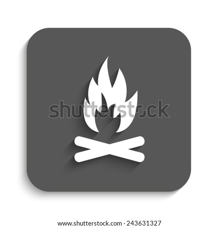 Bonfire - vector icon with shadow on a grey button
