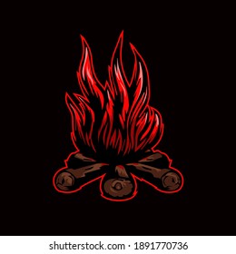bonfire vector illustration detailed and editable