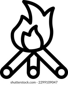 bonfire Vector illustration on a transparent background. Premium quality symmbols. Thin line vector icons for concept and graphic design.