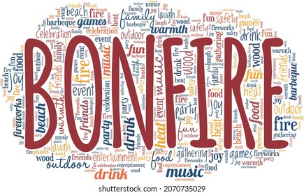 Bonfire vector illustration word cloud isolated on white background.