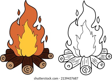 Feuerfeuer-Vektorbild, zum Färben von Buch oder auf andere Weise.