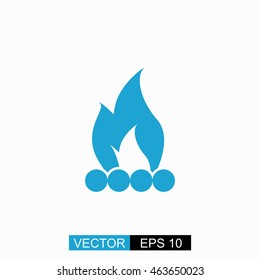 Bonfire vector. Isolated blue icon on white background.