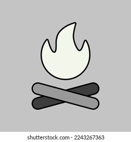 Bonfire vector isolated grayscale icon. Camping and Hiking sign. Graph symbol for travel and tourism web site and apps design, logo, app, UI
