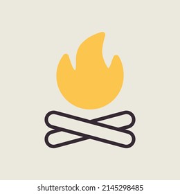Bonfire-Vektorsymbol einzeln. Camping- und Wanderzeichen. Graph Symbol für Reise- und Tourismus Website und Apps Design, Logo, App, UI