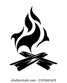 Bonfire vector, isolated illustration abstract pattern on white background, tattoo tribal vector design, simple logo on white background