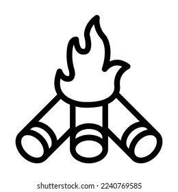 Bonfire Vector Line Icon Design