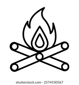 Bonfire Vector Line Icon Design