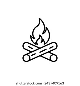 Ilustración de icono de línea vectorial de hoguera.