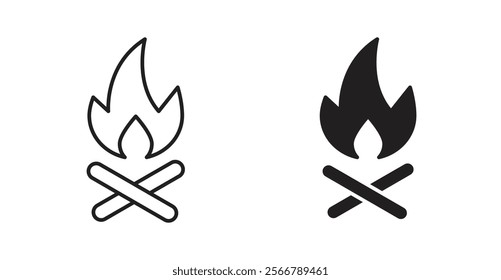 Bonfire vector line icon illustration