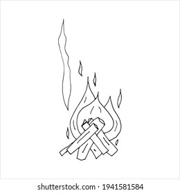 hoguera, contorno vectorial aislado en fondo blanco