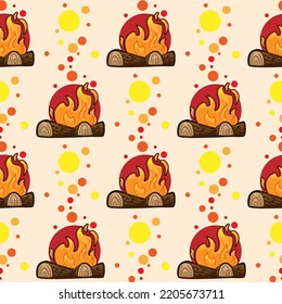 Bonfire vector seamless pattern for print or web design