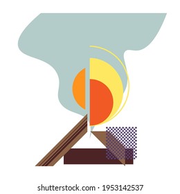 La hoguera. Signo vectorial aislado en fondo blanco.