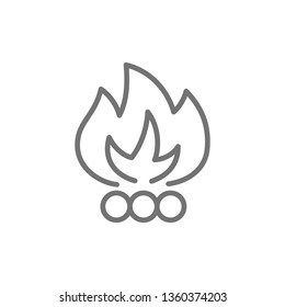 Bonfire, waste incineration, garbage line icon.