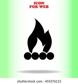 Bonfire web icon. Black illustration on white background