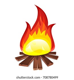 Bonfire Wood Burning Illustration Cartoon Bonfire Stock Vector (royalty 