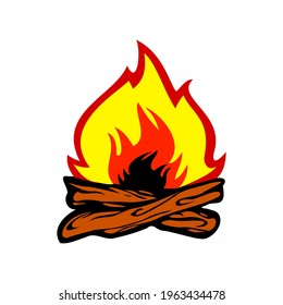 Bonfire, Wood and Fire Vector Design Illustration
