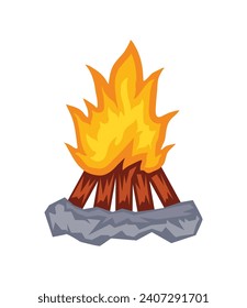 bonfire wood flames illustration isolated