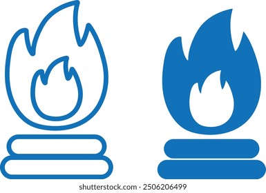Bonfires icon. campfire icon, fire icon vector (blue version)
