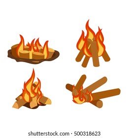 Bonfires isolated vector illustration.