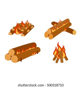 Bonfires isolated vector illustration.
